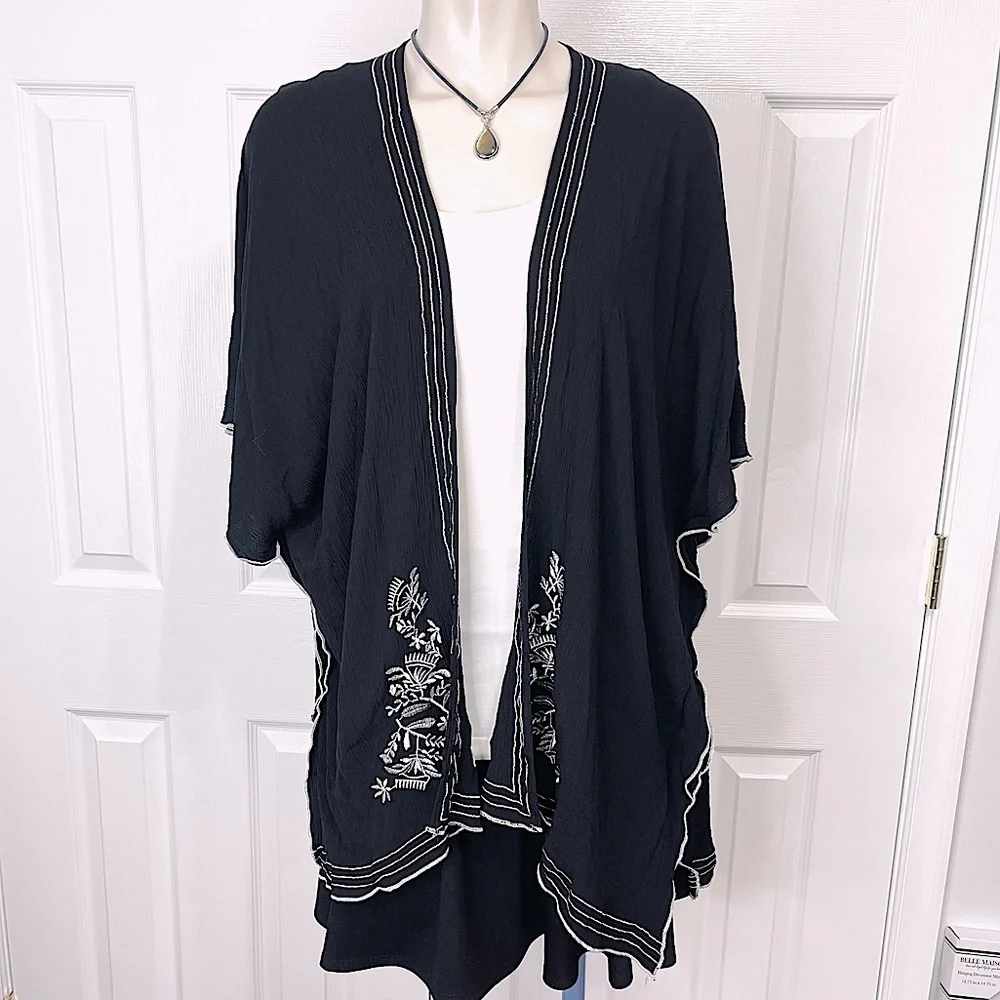 JACKET black LAYERING PIECE floral DRESSY embellished stitching BLACK one size